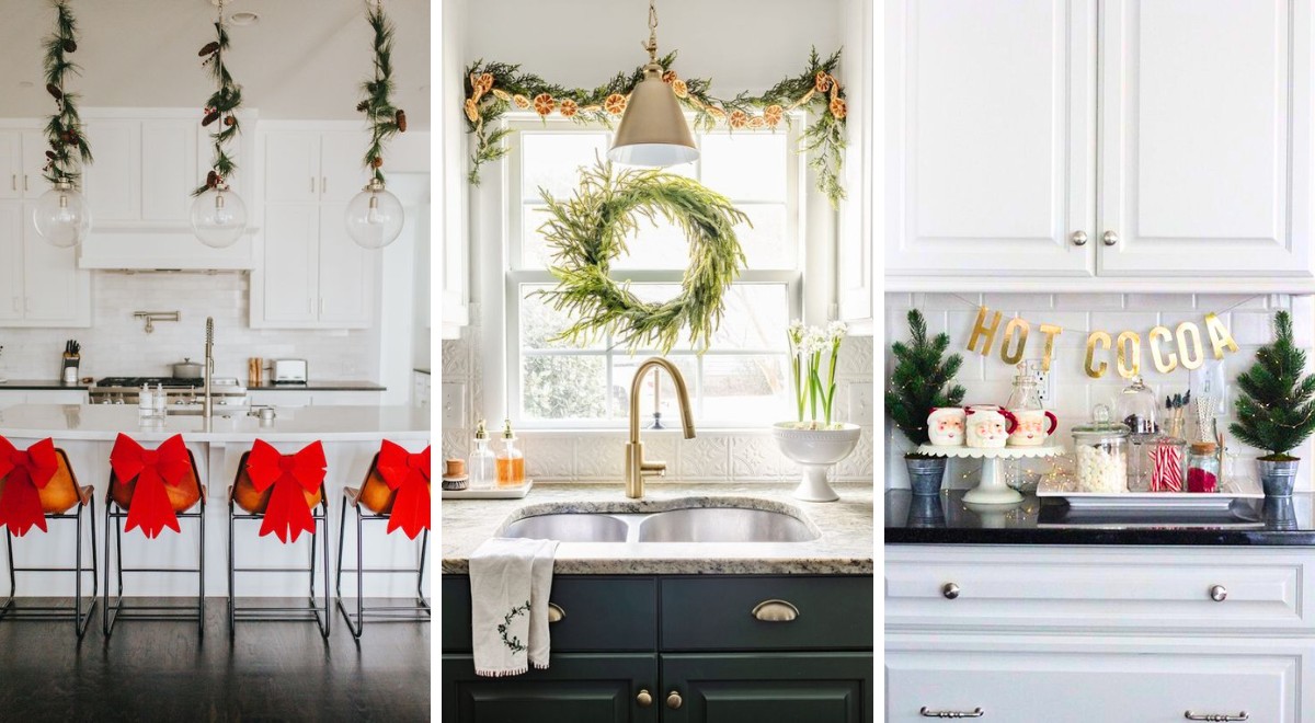 Decorate you kitchen for Christmas, from the windows to the cabinets ...