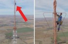 Watch this guy climb a 1500 ft TV tower! Wow!