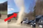 A mini-tornado suddenly appears in Lillehammer (Norway) 