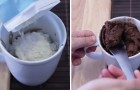 A delicious chocolate muffin ready in two minutes!
