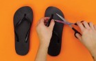 Knip de veters uit slippers en creëer in een paar moves originele sandalen 