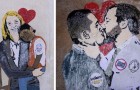 Bacio tra Salvini e Di Maio: nuovi murales provocatori spuntano per le strade di Roma