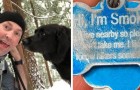 Two hikers find a dog in the forest and then they read the message on its dog collar tag!