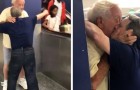 A man who has Down syndrome kisses his father at the airport and the gesture of affection moved everyone