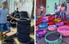 Ce jeune brésilien transforme de vieux pneus en couchettes pour chiens et chats : il aide l'environnement d'une manière créative