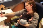 Een moeder brengt haar pasgeboren dochter mee naar het werk: haar werkgever maakt een foto, maar er ontketend zich een verhit debat
