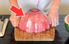 Come servire il cocomero usando una semplice ciotola: un trucco elegante che stupirà i tuoi ospiti!