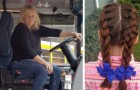 She lost her mother and her father can't comb her hair: the school bus driver makes her beautiful hairstyles