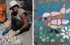 A Messina c'è una donna che realizza mosaici colorati per tappare le buche della città