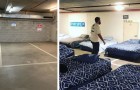 Di notte, questo parcheggio si trasforma in un dormitorio per senzatetto: l'iniziativa di un'associazione benefica