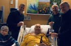 He drinks his last beer in the hospital before passing away and in this way, his family fulfills their grandfather's last wish