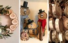 20 idee brillanti per trasformare dischi e tronchi di legno in decorazioni natalizie e non solo