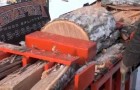 Here's the machine that cuts tree trunks as if they were breadsticks !
