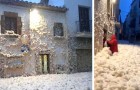 Spanien: Während des Sturms Gloria dringt eine enorme Menge Schaum in die Straßen einer Kleinstadt ein