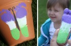 Il metodo creativo e divertente per decorare i vasi con farfalle dipinte dalle impronte dei piedi