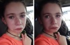 Uma menininha portadora de deficiência não consegue conter as lágrimas depois de ter sido vítima de bullying 
