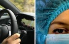 After a long shift at the hospital, a nurse falls asleep at the wheel and runs off the road