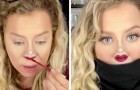 Una ragazza crea delle piccole labbra sul naso grazie ad un tutorial di makeup perfetto per questa quarantena
