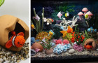 Eine italienische Künstlerin hat ein farbenfrohes und detailliertes Aquarium gehäkelt, das fast echt aussieht