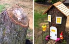 Come trasformare un ceppo d'albero in un'adorabile casina fatata e decorare il giardino con creatività