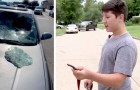 Zwölfjähriger entdeckt ein Kind eingeschlossenen in einem Auto in der prallen Sonne. Er zerbricht die Scheibe und rettet es
