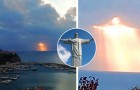 A boy photographed a beam of light between the clouds that looks like Christ the Redeemer