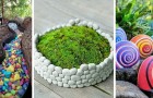 13 schöne Dekorationen für den Garten, die mit Steinen gemacht werden