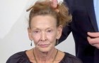 At 69 she is tired of her appearance and wants to change her look, so the hairdresser makes her into a real princess