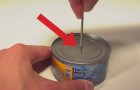 A man pokes a hole in a tin of tuna and the result is ... 