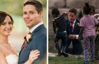 During the photo shoot, the groom throws himself into the water to save a child who was in danger of drowning