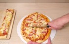 Ein Mann schneidet zwei Streifen aus der Mitte der Pizza: Der Grund ist ... GENIAL!