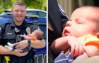 Ein heldenhafter Polizist greift gerade noch rechtzeitig ein, um das Leben eines Kleinkindes zu retten, das zu ersticken drohte