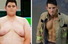 Hij woog meer dan 150 kg, nu is hij een brandweerman en een model met een gebeeldhouwde lichaamsbouw