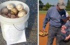 Un padre trova un secchio con vecchie palle da baseball e una nota commovente: 
