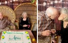 Una coppia festeggia i loro 70 anni di matrimonio nella casa di riposo con una festa a tema cubano