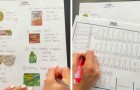 Una mappa per andare al supermercato: una donna compila una lista della spesa super dettagliata per il marito