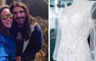 Die Braut trägt an ihrem Hochzeitstag ein taktiles Kleid, damit ihr blinder Ehemann sie 