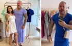 Er trägt Frauenkleider, um für das Geschäft seiner Frau zu werben: Die Idee ist ein Erfolg