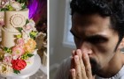 Il découvre que la mariée a fait payer le gâteau de 8 000 € à ses amis et la quitte devant l'autel