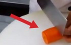 He starts by cutting a simple carrot, but the end result is AWESOME !