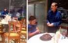 The family don't show up for a family dinner: the man invites the customers of the restaurant to sing 