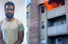 A desperate mother throws her 3-year-old son from a burning apartment balcony to save him and a young man manages to catch the plunging infant
