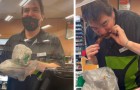 He did not have time to eat during his 16-hour shift: a customer returns with food for him