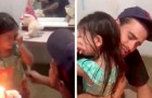 Father does not have enough money to throw a birthday party for his little daughter, so he buys her a slice of cake and a candle (+VIDEO)