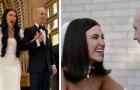 Bruden klipper sitt hår mellan ceremonin och fotograferingen: 