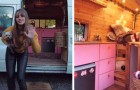 21-jarige verandert een busje in een huis met behulp van gerecyclede materialen: ze betaalt de huur niet en spaart