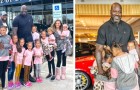 En föredetta basketspelare bjuder ut en familj med 9 barn och köper dem en bil med 15 platser