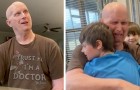 Grazie a un cinturino di tessuto questo nonno riesce ad abbracciare i suoi nipoti per la prima volta in 8 anni