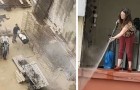Construction worker has a barbecue in the courtyard of a building: a woman, tired of the smoke, puts out the fire with a hydrojet (+ VIDEO)