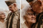La nonna indossa il suo vestito da sposa originale per festeggiare 70 anni di matrimonio con suo marito